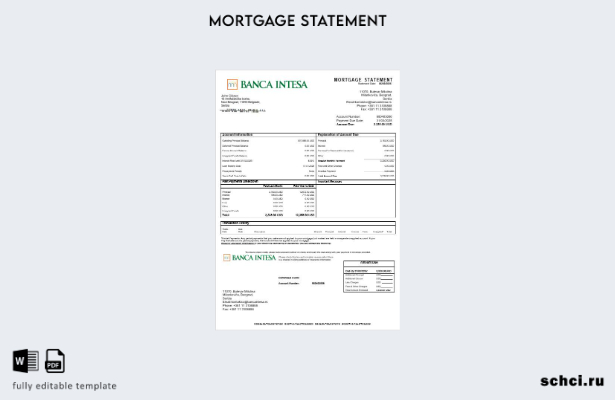 скачать цифровую версию Сербии, шаблон выписки по ипотеке Banca Intesa в формата